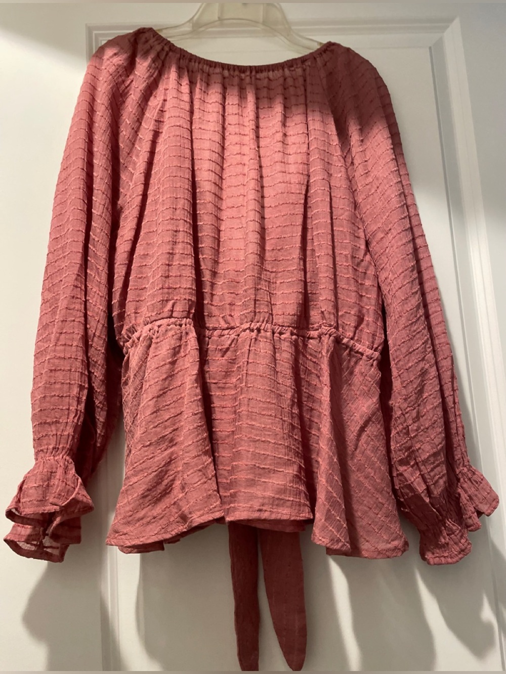 Cupshe Plunging Blouson Sleeve Blouse Size L Dusty Rose Babydoll Coquette Edgy - Picture 10 of 16